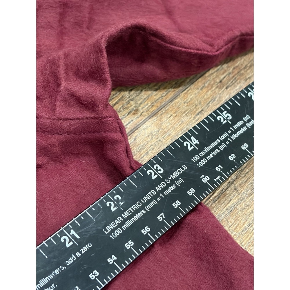 NWT Vintage 80s Eddie Bauer Button Up Flannel Long Sleeve Shirt Maroon Large - Picture 6 of 7
